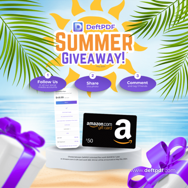 WIN an Amazon E-Gift Card Or Deftpdf Unlimited Plan