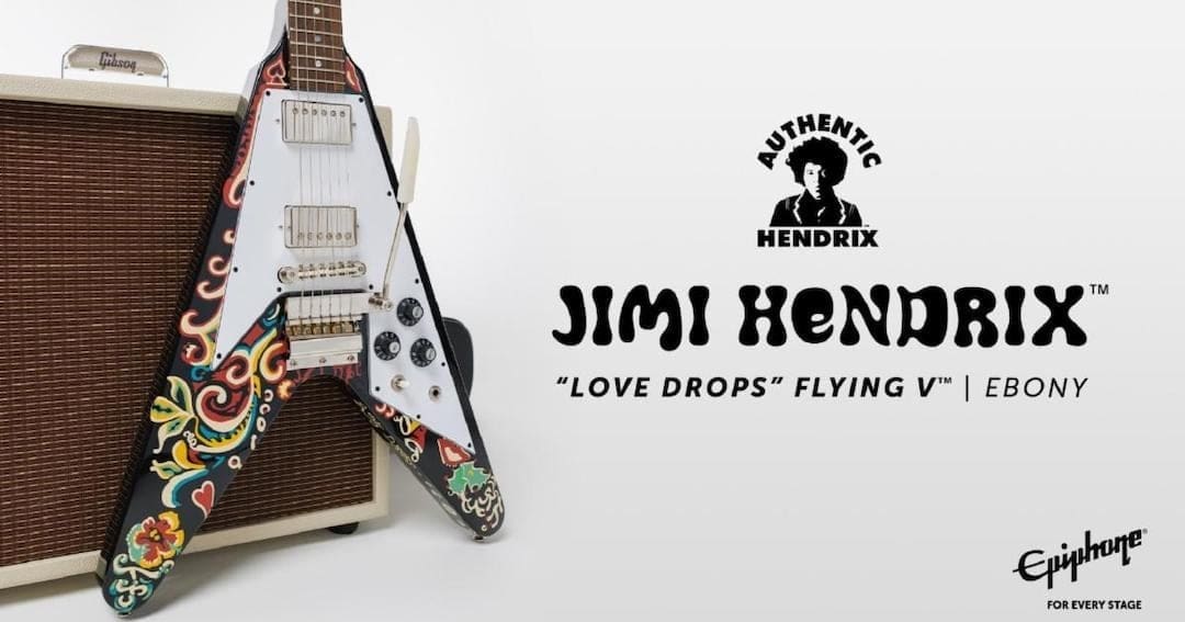 WIN An Epiphone Inspired By Gibson Custom Collection Jimi Hendrix™ “Love Drops” Flying V™ Electric Guitar